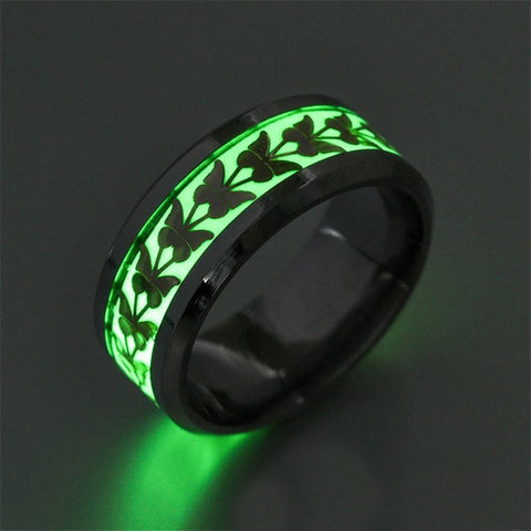 Luminous Stainless Steel Rings for Men Women Minimalist Glowing In Dark Heart Couple Ring Fluorescent Jewelry Finger Accessories