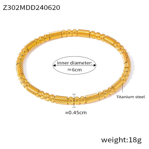 2 Colors Art Strips Design Stainless Steel Simple Daily Bangles For Women Gold Plated Bracelet Luxury Jewelry Wholesale