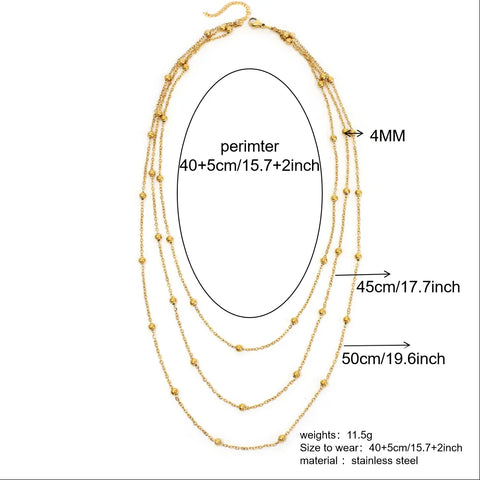 Stainless Steel Necklaces For Women  Fashion New Multi-Layers 18k Gold Plated Necklace Bone Chain Woman  Jewelry Party Gift