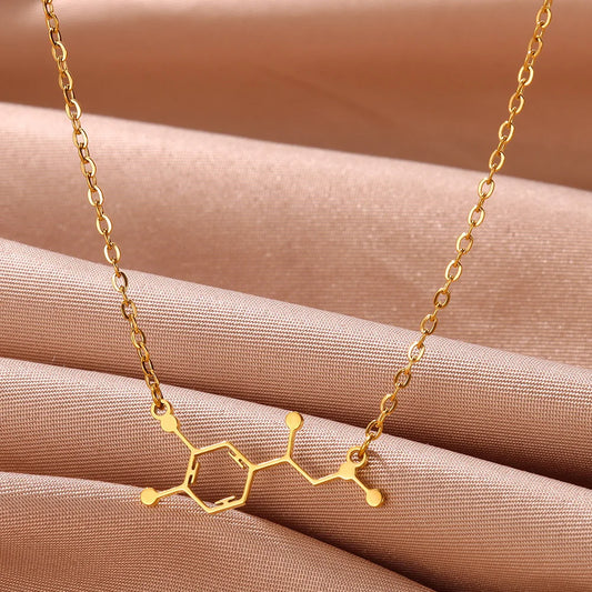 Stainless Steel Necklace For Women Men Gold Color Pendant Simple Style Fashion Dopamine Chemical Geometry Jewelry Accessories