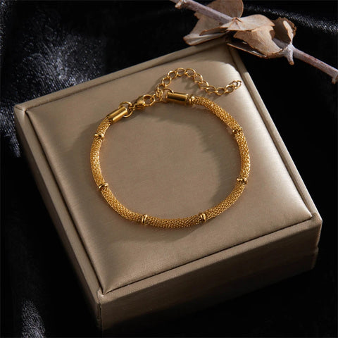 2024 New Titanium Stainless Steel Chain & Link Bracelets Trendy Colour Gold Plated Colorful Glazed Charm Bracelet For Women