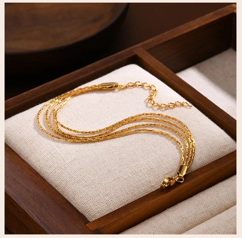Stainless Steel Bracelet, New Style Thin Link Multilyer Chain Bracelet for Women, Lightweight Jewelry Daily Wear