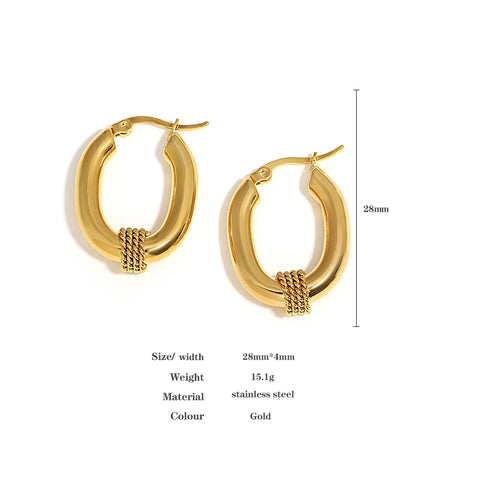 Greatera Stainless Steel Twisted U-Shaped Hoop Earrings for Women Gold Plated Textured Geometric Earring Waterproof Jewelry 2024