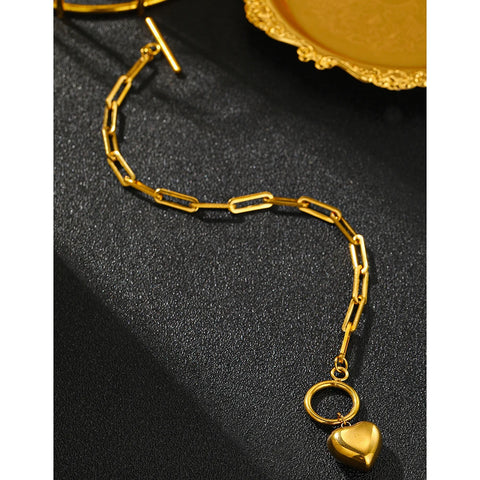 Stainless Steel Bracelets Fashion Cubic Peach Heart Pendant Chain Bracelet For Women Jewelry Anniversary Valentine's Day Gifts