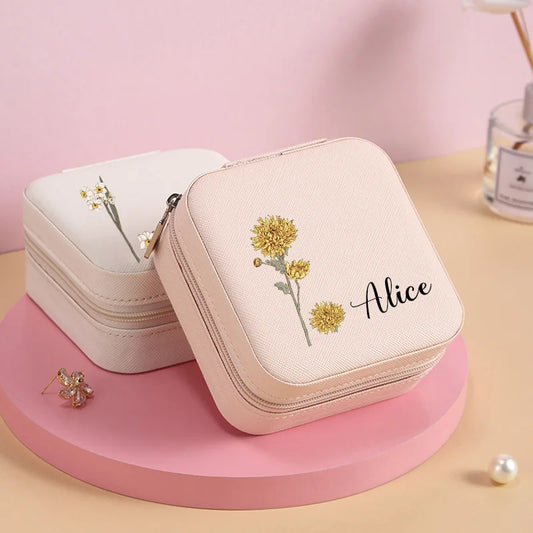 Custom Name  Jewelry Boxes Travel Jewelry Case with Name Mother's Day / Birthday / Holiday Gifts for Her Bridesmaid Proposal