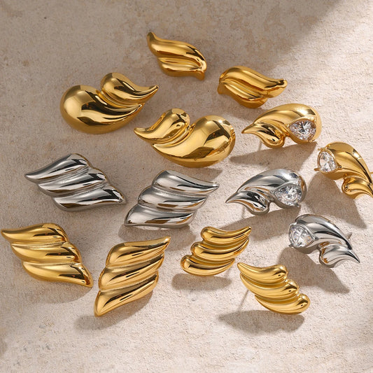 Uworld Stainless Steel Minimalist Water Drop Metal Gold PVD Plated Stud Earrings for Women Waterproof Geometric Fashion Jewelry