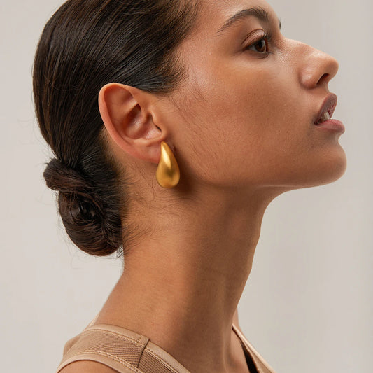 Uworld Frosted Brushed Water Drop Earrings for Women Waterproof 18K PVD Plated Tarnish Free Trendy Fashion Jewelry for Women