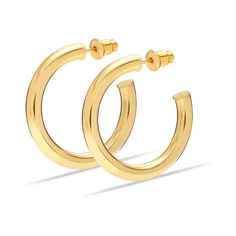 New Metal Large Circle Hollow Hoop Earrings For Women Stainless Steel Gold Color Round Thick Piercing Earring Jewelry Gifts