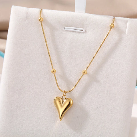 IPARAM 316L Stainless Steel Gold Color Heart Pendant Necklace For Women New Trend Girls Clavicle Chain Jewelry Festive Gifts