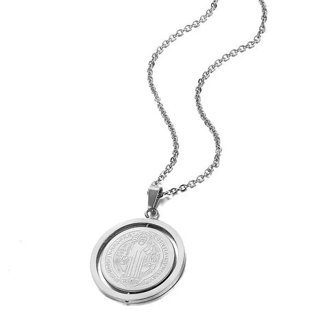 San Benito Medal Stainless Steel Necklace For Women Men Metal San Benito Necklaces St Benito Choker St Benedict Chokers