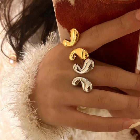 Vintage Stainless Steel 18K PVD Plated Smooth Butterfly Waterproof Charm Opening Ring High Quality Women Statement Jewelry