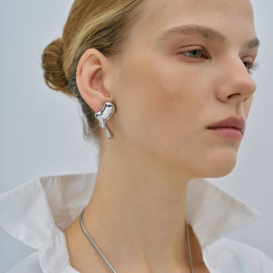 Uworld Stainless Steel Metal Drop Asymmetrical Stud Earrings 2024 Statement Stylish Waterproof Jewelry Women серьги женские