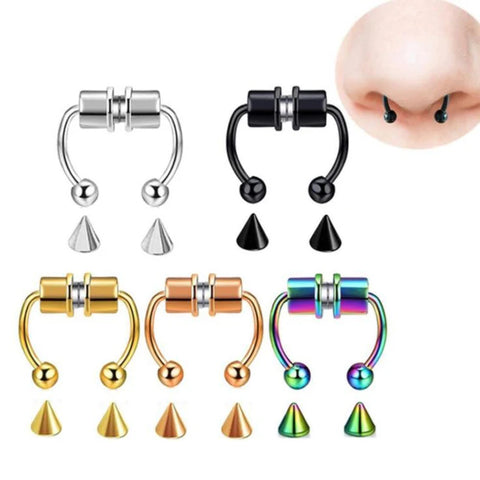 New U Shape Nose Ring Reusable Stainless Steel Fake Magnetic False Nose Ring Horseshoe Non Piercing Hoop Party Bar Jewelry