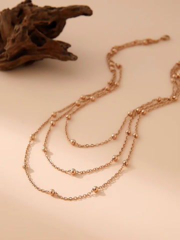 Stainless Steel Necklaces For Women  Fashion New Multi-Layers 18k Gold Plated Necklace Bone Chain Woman  Jewelry Party Gift