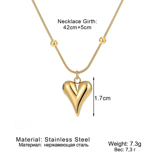 IPARAM 316L Stainless Steel Gold Color Heart Pendant Necklace For Women New Trend Girls Clavicle Chain Jewelry Festive Gifts