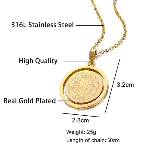 San Benito Medal Stainless Steel Necklace For Women Men Metal San Benito Necklaces St Benito Choker St Benedict Chokers