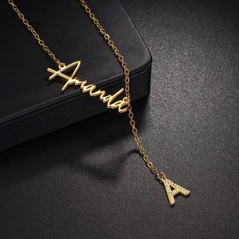 Nextvance Customized Name Necklace Initials Stones Stainless Steel Personalized Pendant Adjusted Chain For Women Christmas Gifts