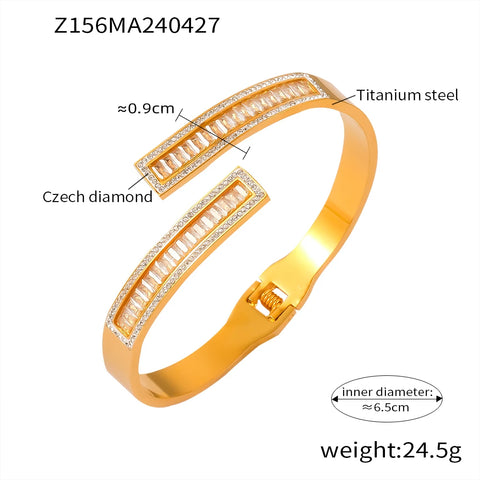 eye-catcher Carving Design Stainless Steel Bangle For Women Bracelet Luxury Charm Jewelry Wedding Banquet Gift