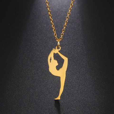 Dreamtimes Gymnastics Necklace Stainless Steel Sports Dance Artistic Gymnastics Skating Athlete Jewelry Pendant Women's Gift