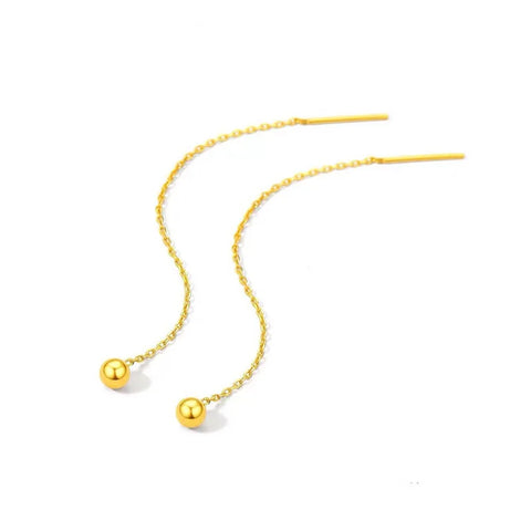 Stainless Steel Gold Color Tassel Bead Drop Earrings Trend Earrings For Women Romantic Gift Party Fashion Jewelry