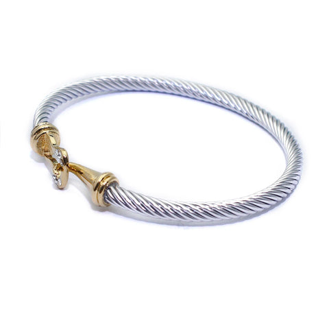 new jewelry fashion simple ladies diamonds can open stainless steel cable bracelet