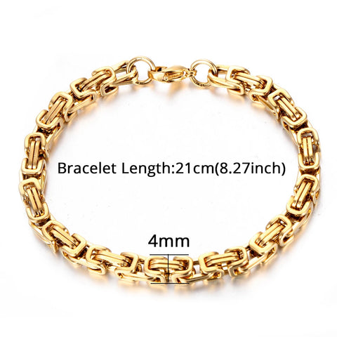 Newest 316L Stainless Steel Bracelet Men Women Wholelsale Wristband 4mm Gold Color Male Hand Chain Link Bracelet Hip Hop Jewelry