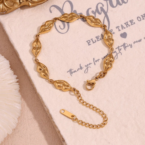 Handmade Lip Chains Bracelet Hypoallergenic Waterproof 316L Stainless Steel Accessories 18K Gold Plated Jewelry