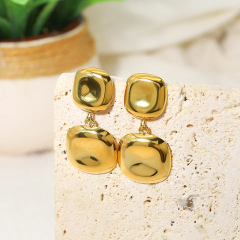 WILD & FREE PVD 18K Gold Plated Stainless Steel Drop Earrings for Women Vintage Chic Trendy Jewelry Waterproof