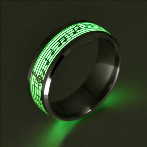 Luminous Stainless Steel Rings for Men Women Minimalist Glowing In Dark Heart Couple Ring Fluorescent Jewelry Finger Accessories