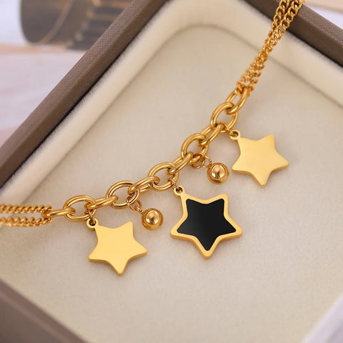 New Senior Acrylic Kpop Stars Bracelet Bells Pendants y2k Accessories Thick Chain Stainless Steel Bracelets For Women Jewelry