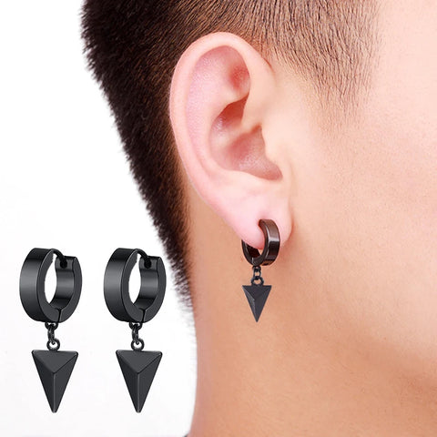 1 Pair Punk Black Multiple Styles Stainless Steel Stud Earrings For Men and Women Street Pop Hip Hop Gothic Ear Jewelry