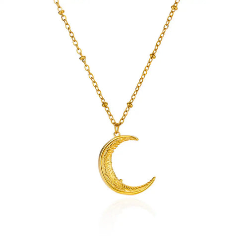 Minimalist Stainless Steel Moon Pendant Necklace for Women Gold Plated Aesthetic Moon Choker Necklaces Christmas Jewelry Gift