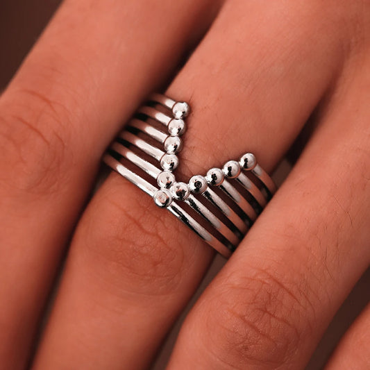Stainless Steel Creative Geometric V Shape Women's Ring Hip Hop Jewelry