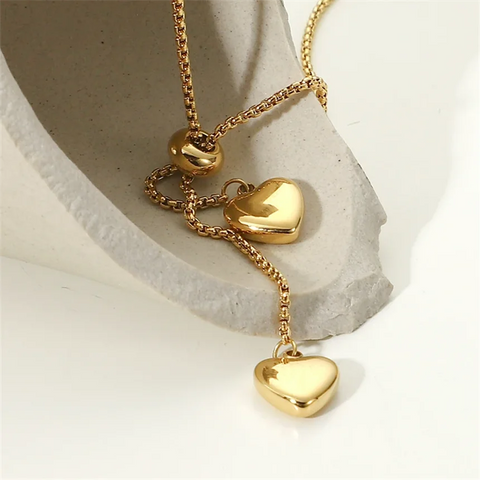 316L Stainless Steel Adjustable Pull-out Love Heart Shaped Pendant Charm Chains Necklaces For Women Fashion Jewelry Party Gift