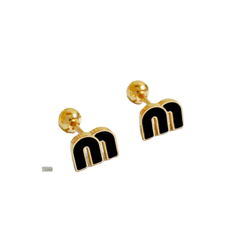 Stainless Steel Letter M Stud Earrings for Women Fashion Brand Jewelry Delicate Cute Tiny Earrings Accessories