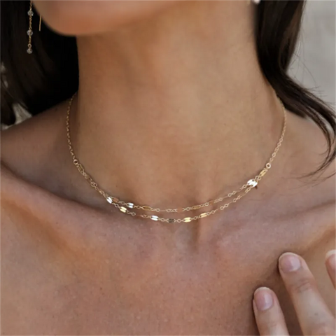 14K Gold Filled Stacking Chain Choker Necklace Dainty Gold Chain Necklace Tarnish Resistant Jewelry Boho Necklace for Women