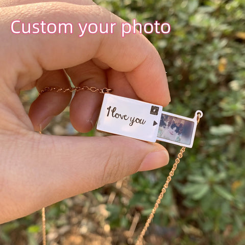 Stainless Custom Photo Message Envelope Necklace Pull-Out Envelope Unique Pendant for Women Customized Jewelry Gift Mother's Day