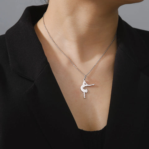 Dreamtimes Gymnastics Necklace Stainless Steel Sports Dance Artistic Gymnastics Skating Athlete Jewelry Pendant Women's Gift