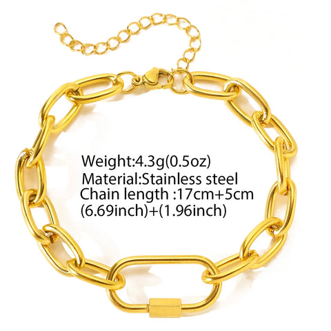 Stainless Steel Bracelets Hip Hop OT Buckle Chunky Chain Simple and Atmospheric Bracelet For Women Jewelry Banquet Gifts New in