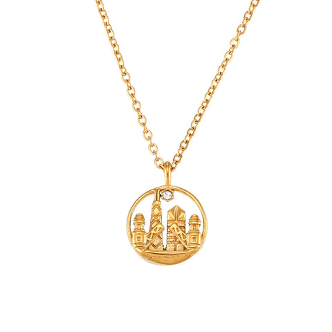 E.B.belle New In Meaningful 18K Gold Plated Stainless Steel Jewelry Famous City Paris New York Coin Necklace For Women Jewelry