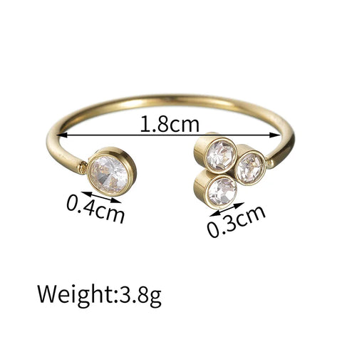 Vintage Stainless Steel Heart Star Women Finger Rings Adjustable Crystals Open Rings For Girls Wedding Gift Jewelry