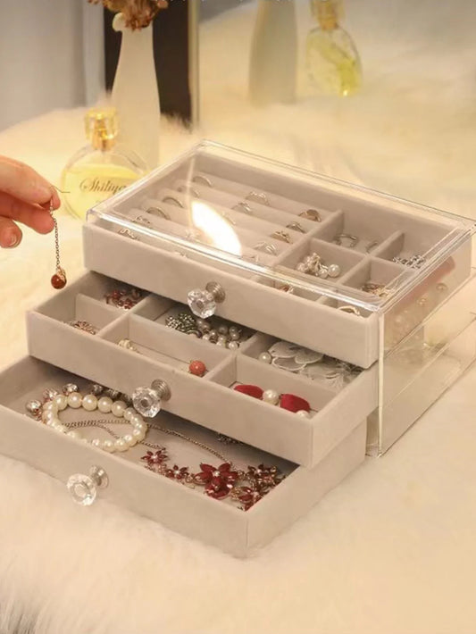 New three layer clear drawer earrings bracelet Jewelry storage box Earrings ring jewelry jewelry box