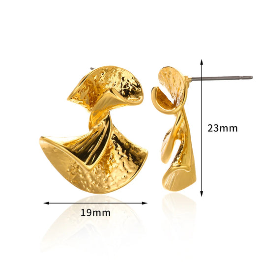 Irregular Distorted Skirt Stud Earrings For Women Gold Color Stainless Steel Earrings Geometric Jewelry Gifts Wholesale