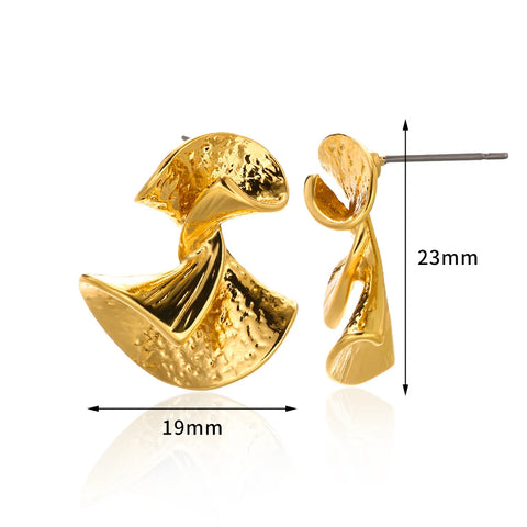 Irregular Distorted Skirt Stud Earrings For Women Gold Color Stainless Steel Earrings Geometric Jewelry Gifts Wholesale