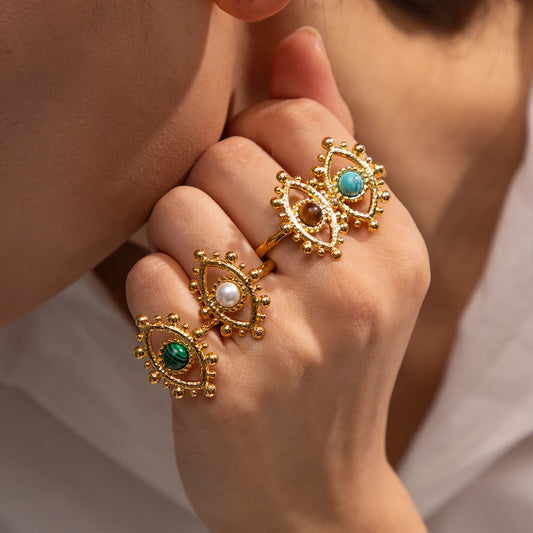 Uworld Luxury Waterproof  Evil Glass Pearl 18k Gold Color Fashion Huggie Hoop Earrings Jewelry for Women aretes de mujer 2023