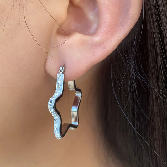 Stainless Steel Pentagram Hoop Earrings for Women Minimalist Punk Fashion Crystal CZ  Five-Pointed Star Earrings Y2K Accessories