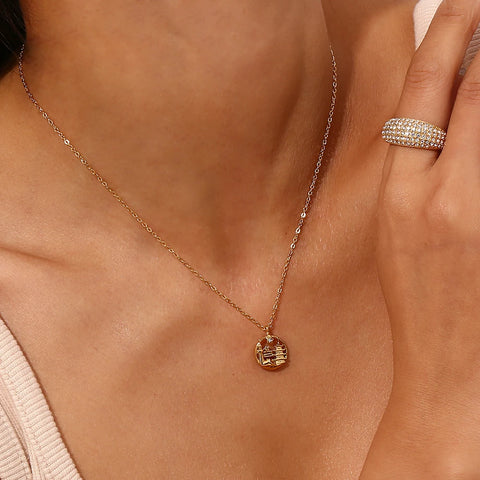 E.B.belle New In Meaningful 18K Gold Plated Stainless Steel Jewelry Famous City Paris New York Coin Necklace For Women Jewelry