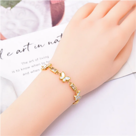 316L Stainless Steel New Crystal Natural Shell Butterfly Bracelets For Women Fashion Girls Wrist Jewelry Birthday Gifts Bijoux