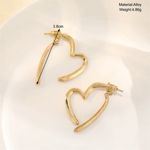 Removable Minimalist Stainless Steel Heart Love Hollow Hoop Earrings 2024 Anti Allergic Fashion Gold Color Jewelry Gifts Bijoux