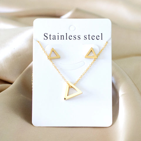 Korean Tiny Jewelry Sets For Women Wedding Party Stainless Steel No Fade Pendant Necklaces And Stud Earrings Jewelry Gifts